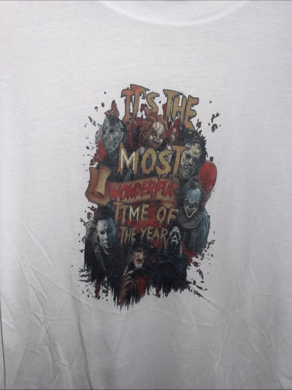 Bella Canvas White Tee horror theme